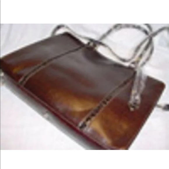 Elegant Leather Look Laptop Bag-Dark Brown - Picture 2 of 7